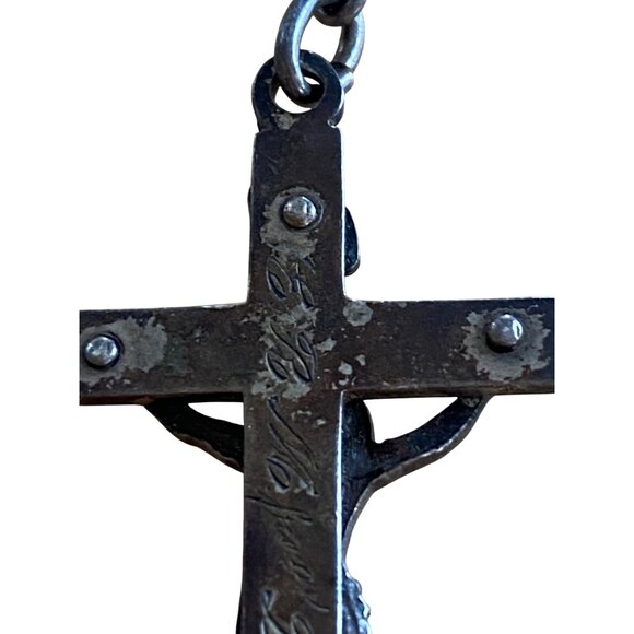Vintage Sterling Silver Catholic Rosary With Crucifix & Virgin Mary Centerpiece - Picture 7 of 15